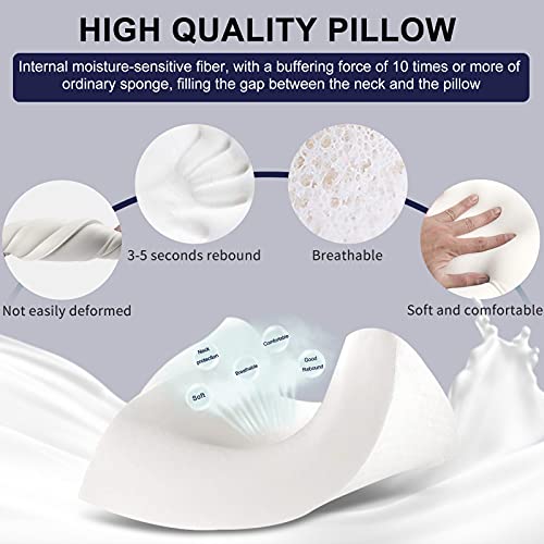 Almohada de Espuma con Memoria 60 x 35 cm, Almohada ortopédica de Apoyo para la Columna Cervical, Almohada para Dormir de Espuma de Gel viscoelástica, Almohada para Dormir con Cremallera Blanco