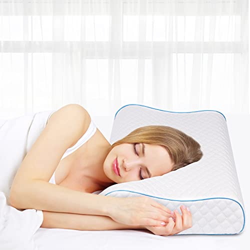 Almohada de Espuma viscoelástica, Almohada de 60 x 35 cm, Almohada de Apoyo para el Cuello de Altura Ajustable, Almohada para Dormir de Espuma de Gel viscoelástica, Almohada para Dormir de Lado