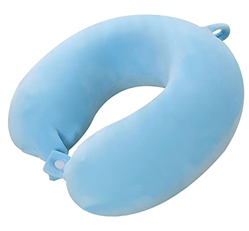 Almohada de Viaje, Almohada para Cuello Viscoelástica de Espuma Memoria, Cómoda para la Cervical, Ortopédica Soporte de Nuca para Viajar Coche Avión Bus (Azul)