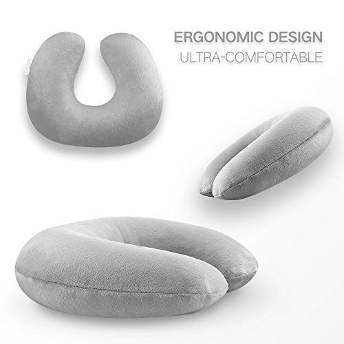 Almohada de Viaje Inflable, Almohada de avión para el Cuello - Almohadas compactas portátiles de Apoyo para la Cabeza y el Cuello en Vuelo, Cojín de reposacabezas pequeño en Forma de U