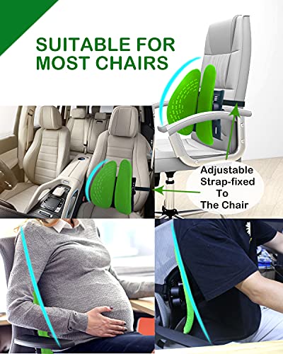 Almohada Lumbar, WEEKSUN Cojin Lumbar Ergonomique con 5 Posiciones Ajustables para Alivio del Dolor de Espalda y corrección de la Postura para Silla de Oficina, Asiento de Auto, Ruedas