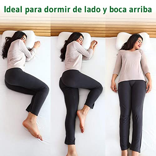 Almohada NuMOON con Aloe Vera y Carbón de Bambú | Almohada Cervical de Espuma Viscoelástica | Ergonómica e Hipoalergénica | Para Dormir de Lado y Boca Arriba | Funda Extra Gratis | Fabricada en España