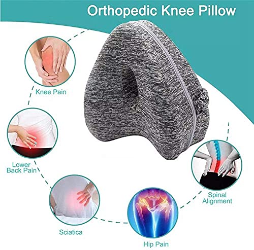 Almohada Ortopédica para Pierna y Rodilla, Cojín ergonómico con Espuma viscoelástica, Almohada para Dormir posicionadora para Embarazadas Alivia Dolores de piernas, Cadera y articulaciones. (Rosa)