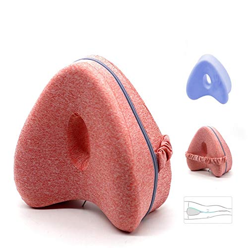 Almohada Ortopédica para Pierna y Rodilla, Cojín ergonómico con Espuma viscoelástica, Almohada para Dormir posicionadora para Embarazadas Alivia Dolores de piernas, Cadera y articulaciones. (Rosa)