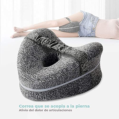 Almohada Ortopédica para Pierna y Rodilla, Cojín ergonómico con Espuma viscoelástica, Almohada para Dormir posicionadora para Embarazadas Alivia Dolores de piernas, Cadera y articulaciones. (Blanco)