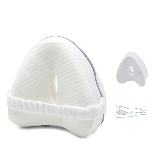 Almohada Ortopédica para Pierna y Rodilla, Cojín ergonómico con Espuma viscoelástica, Almohada para Dormir posicionadora para Embarazadas Alivia Dolores de piernas, Cadera y articulaciones. (Blanco)