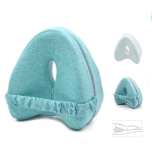 Almohada Ortopédica para Pierna y Rodilla, Cojín ergonómico con Espuma viscoelástica, Almohada para Dormir posicionadora para Embarazadas Alivia Dolores de piernas, Cadera y articulaciones. (Azul)