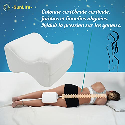 Almohada ortopédica para piernas y rodillas para dormir de látex con bolsa terapéutica para aliviar el dolor de la ciática y tomar la postura correcta, durante la noche y el descanso.