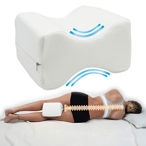 Almohada ortopédica para piernas y rodillas para dormir de látex con bolsa terapéutica para aliviar el dolor de la ciática y tomar la postura correcta, durante la noche y el descanso.