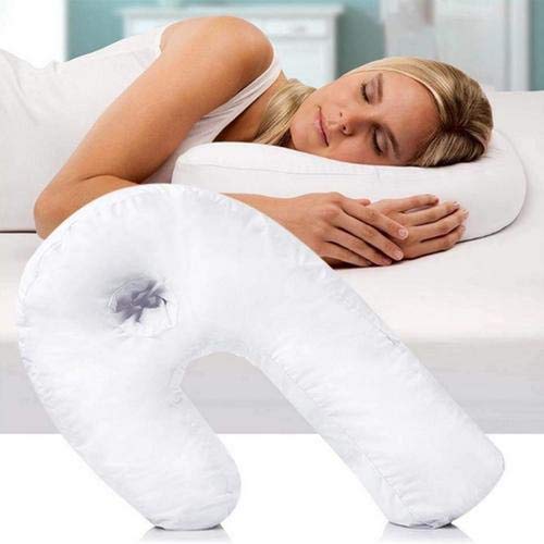 Almohada para Dormir de Lado con Forma de U, para Corregir la Columna Vertebral, reposacabezas Lateral, para Viajar, Suave, Anti-ronquidos, para Orejas, Dolores de Cuello, Dolores de Hombros.