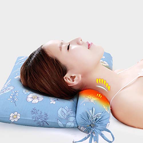 Almohada para el cuello Almohada para el caramelo Mostaza Trigo Cáscara Almohada cervical Solo adulto Reparación Tracción Cilíndrica Almohada para la salud ( Color : BLUE , Size : 50*9CM+48*28CM )