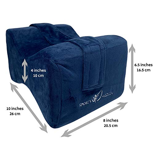 Almohada para las rodillas (azul marino) desarrollada por doctores - Cuña ortopédica viscoelástica para dormir de lado, ciática, dolor de espalda baja - Almohada para piernas - Manual incluido