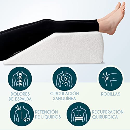 Almohada para Piernas Dreamzie - Cojin para piernas Terapéutico Memoria de Forma - Dolor de Espalda, Rodillas, Post-operatorio, Piernas Pesadas, Circulación - Transpirable Lavable Hipoalergénico