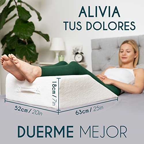 Almohada para Piernas Dreamzie - Cojin para piernas Terapéutico Memoria de Forma - Dolor de Espalda, Rodillas, Post-operatorio, Piernas Pesadas, Circulación - Transpirable Lavable Hipoalergénico