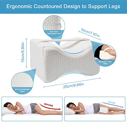 Almohada Piernas para Dormir, Ergonómico Cojín Ortopédico, Ideal para ciática, Caderas, articulaciones, Alivio de Dolores de Embarazo y Dormir de Lado - Opción Ideal para Dormir de Lado