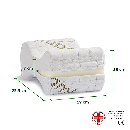 Almohada Piernas y Rodillas para Dormir Dispositivo Médico Ortopédico Certificado de Clase 1 de Espuma Viscoelástica Almohada Hipoalergénica y Antiácaros Ergonómica para el Dolor de Espalda