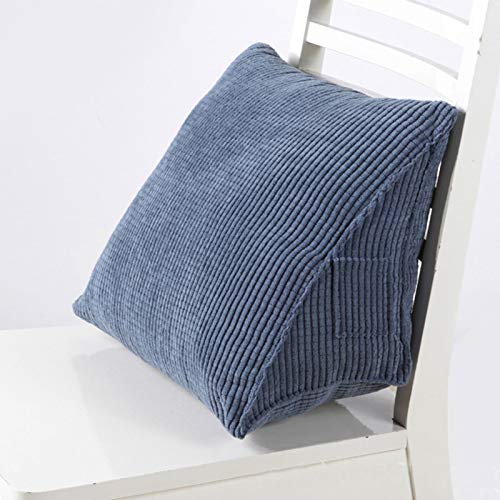 Almohada Triangular Trasera, Almohada de cuña de Soporte de Cama, cojín de Respaldo para sofá, Silla de Oficina, cojín para sofá para Adultos y niños (Azul)