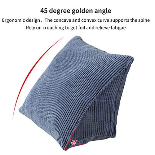 Almohada Triangular Trasera, Almohada de cuña de Soporte de Cama, cojín de Respaldo para sofá, Silla de Oficina, cojín para sofá para Adultos y niños (Azul)