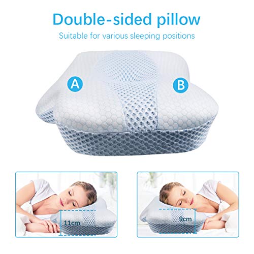 Almohada Viscoelastica, Almohada Cervical Con Soporte Para El Cuello Almohadas OrtopéDicas Para Aliviar El Ronquido De Contorno Lavable Para Los Que Duermen De Lado Para Aliviar El Dolor De Cuello