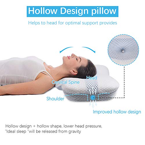 Almohada Viscoelastica, Almohada Cervical Con Soporte Para El Cuello Almohadas OrtopéDicas Para Aliviar El Ronquido De Contorno Lavable Para Los Que Duermen De Lado Para Aliviar El Dolor De Cuello