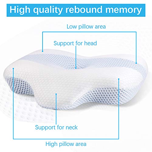 Almohada Viscoelastica, Almohada Cervical Con Soporte Para El Cuello Almohadas OrtopéDicas Para Aliviar El Ronquido De Contorno Lavable Para Los Que Duermen De Lado Para Aliviar El Dolor De Cuello