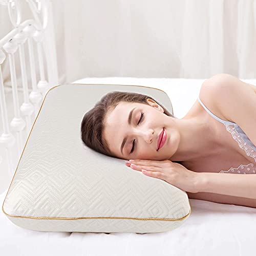 Almohada viscoelástica de 70 x 40 cm, Almohada de Altura Regulable con Cremallera, Almohada para el Cuello Cervical, Almohada para Dormir, Almohada para el Cuello para el Dolor de Cuello Blanco