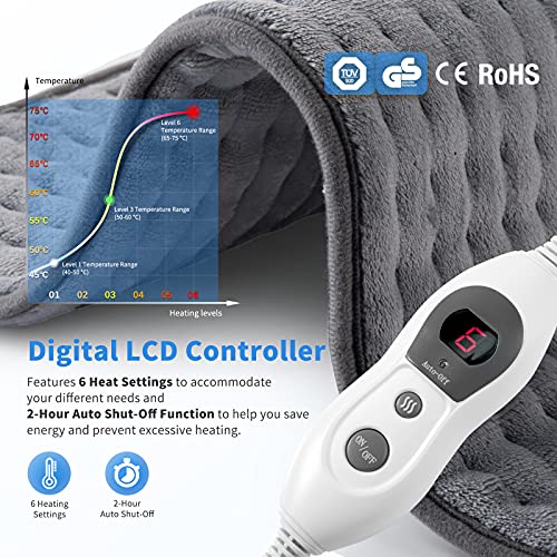 Almohadilla Eléctrica Térmica, Manta Electrica Calentar Rápido de 6 Niveles, Manta Electrica con Tecnología de Calentamiento Rápido (60 * 30 cm)