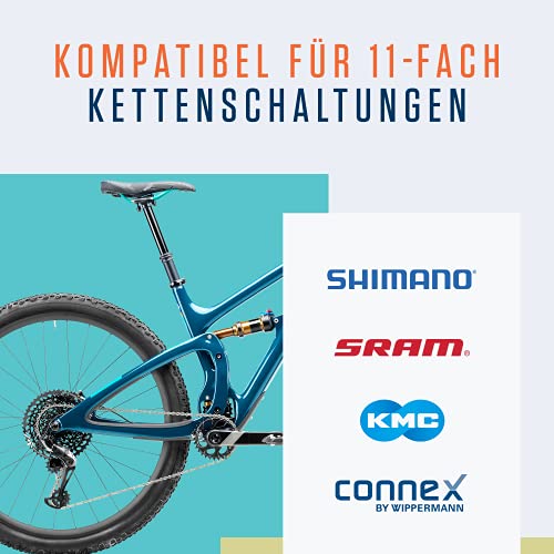 Alphatrail Cadena de Bicicleta Parker 11 Velocidades 116 Eslabones I Compatible con Shimano, SRAM, KMC, Connex, Campagnolo I Incl. Cierre de Cadena