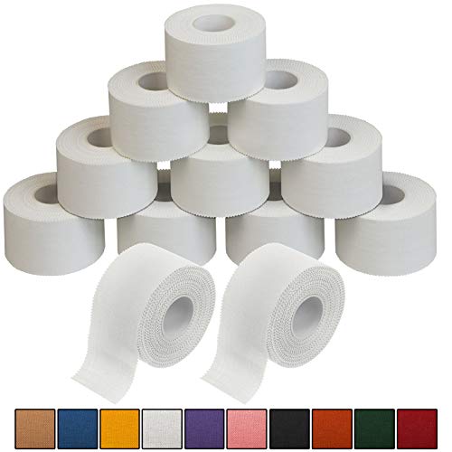 ALPIDEX 12 x Cinta Adhesiva Deportiva 3,8 cm x 10 m Sport Tape, Color:Blanco