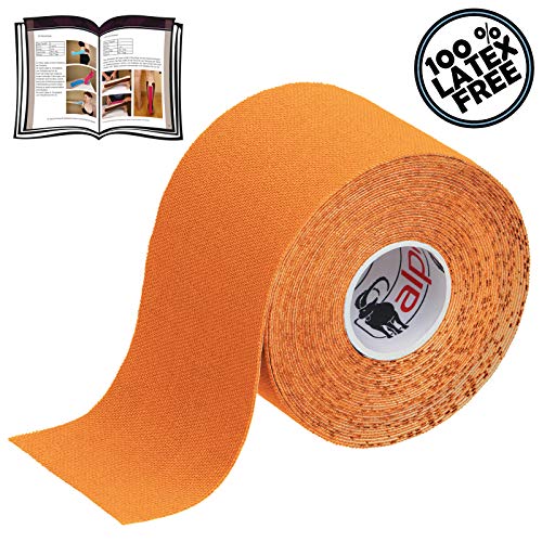 ALPIDEX Cinta Kinesiología Tape 5 m x 5 cm Cinta Muscular E- Book Ejemplos Aplicación, Color:naranja, Cantidad:12 rollos