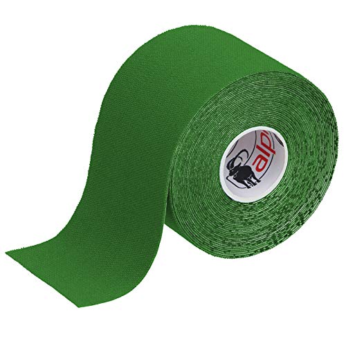 ALPIDEX Cinta Kinesiología Tape 5 m x 5 cm Cinta Muscular E- Book Ejemplos Aplicación, Color:verde, Cantidad:1 rollo