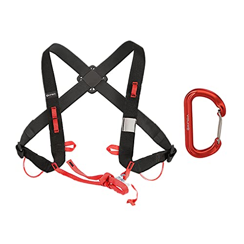 Amagogo Arnés de Escalada para la Parte del Cuerpo Pecho al Aire Libre Correa para el Hombro Escalada Ajustable Equipo de Rappel Arnés de protección - Negro con Clip