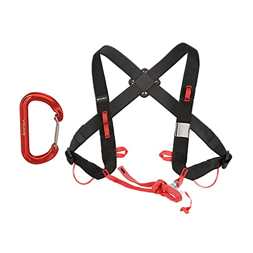 Amagogo Arnés de Escalada para la Parte del Cuerpo Pecho al Aire Libre Correa para el Hombro Escalada Ajustable Equipo de Rappel Arnés de protección - Negro con Clip