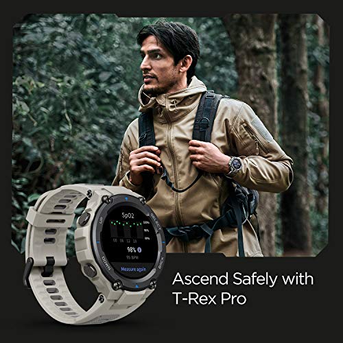 Amazfit T-Rex Pro Smartwatch Fitness Monitor de Sueño y Ritmo cardiaco 10 ATM GPS Reloj Inteligente Deportativo con más de 100 Modes Deportes Duración de batería 18 días Resitente Diseño Negro