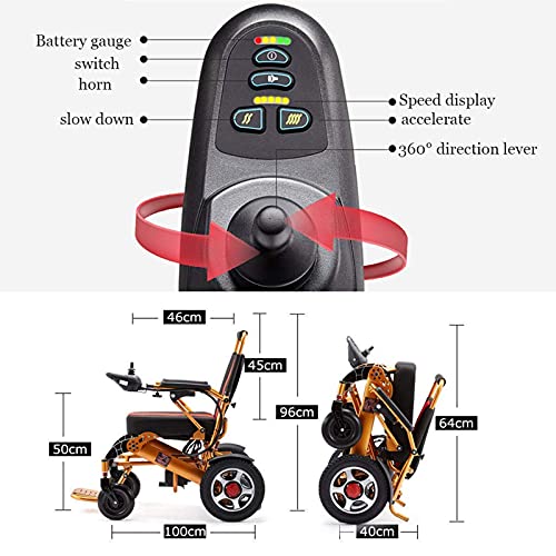 AMAZOM Silla De Ruedas Silla De Ruedas Eléctrica Plegable, Silla De Ruedas Ligera Scooter Eléctrico Todo Terreno Silla Eléctrica De Doble Motor Batería De Litio De 12 A Aleación De Aluminio De 15 Km