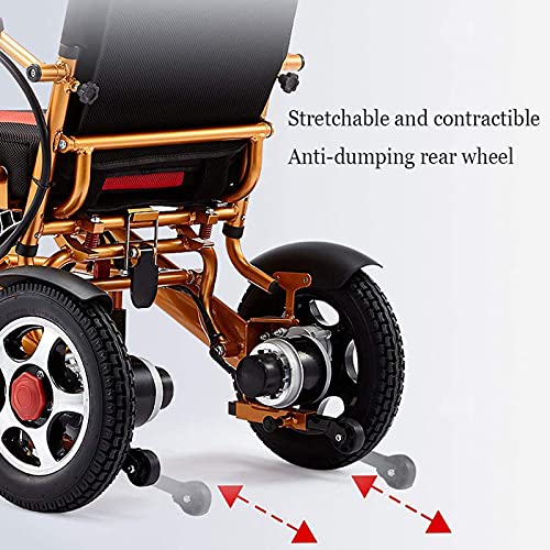 AMAZOM Silla De Ruedas Silla De Ruedas Eléctrica Plegable, Silla De Ruedas Ligera Scooter Eléctrico Todo Terreno Silla Eléctrica De Doble Motor Batería De Litio De 12 A Aleación De Aluminio De 15 Km