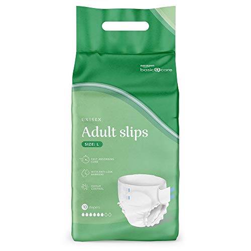 Amazon Basic Care Pañales para adulto, grandes, 4 paquetes de 10 (total 40)