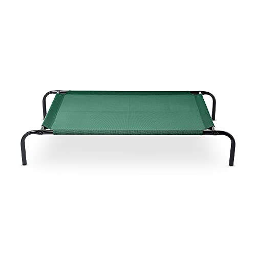 Amazon Basics - Cama elevada transpirable para mascotas, mediana (110 x 65 x 19 cm), verde