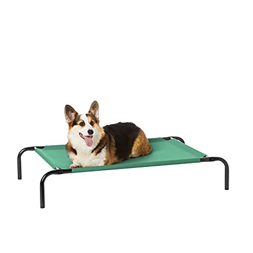 Amazon Basics - Cama elevada transpirable para mascotas, mediana (110 x 65 x 19 cm), verde