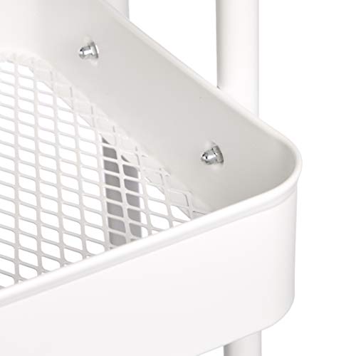 Amazon Basics - Carrito de cocina, de metal, de dos alturas, con repisa, blanco