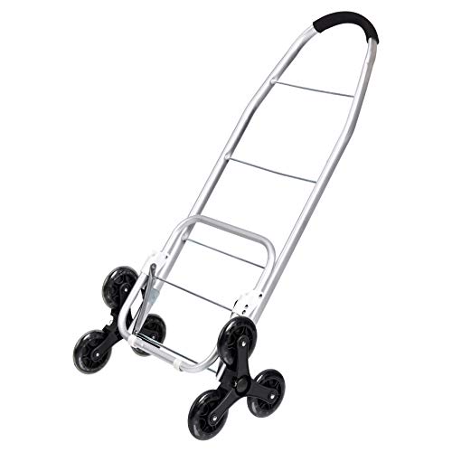 Amazon Basics - Carrito de la compra con 6 ruedas y asas de aluminio, 50 litros, color rojo