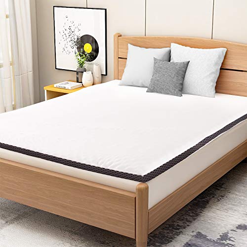 Amazon Basics - Cubrecolchón de espuma con memoria confortable con correas, 4 cm - 135 x 190 cm