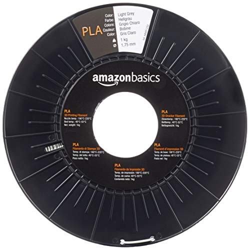 Amazon Basics - Filamento para impresora 3D, ácido poliláctico (PLA), 1.75 mm, cinta de 1 kg, gris claro