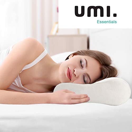 Amazon Brand - Umi Almohada Viscoelástica Almohada Cervical Aloe Vera con Altura Ajustable Cojines Cama Ortopédica Diseño Ergonómico Terapéutico Reduce Dolores Cervicales para Espalda y Dormir de Lado