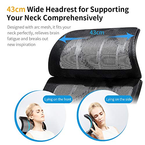 Amazon Brand – Umi.Silla ergonomica Oficina Silla de Escritorio con Respaldo Alto y reclinable de Malla Transpirable-con Soporte Lumbar Regulable-reposabrazos 3D y Ruedas giratorias 360°