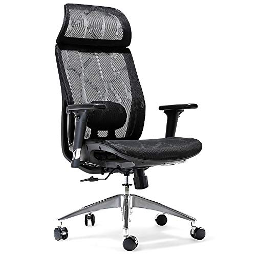 Amazon Brand – Umi.Silla ergonomica Oficina Silla de Escritorio con Respaldo Alto y reclinable de Malla Transpirable-con Soporte Lumbar Regulable-reposabrazos 3D y Ruedas giratorias 360°