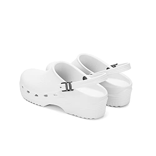 AMELIA LINE SHOES Zuecos sanitarios profesionales Happy – Calzado Light, Color blanco., 41 EU