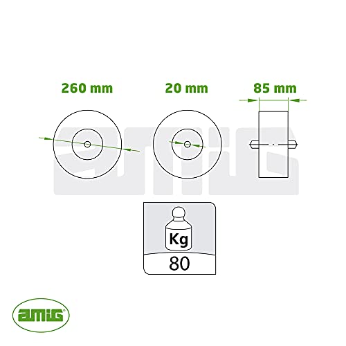 Amig - Rueda Neumática Impinchable para Carretillas o Carros de Almacén con Cámara de Aire, Llanta Termoplástica en Color Rojo y Rodamientos de Bolas | Diámetro Ø260 x 85 mm · Peso Máximo 80 kg