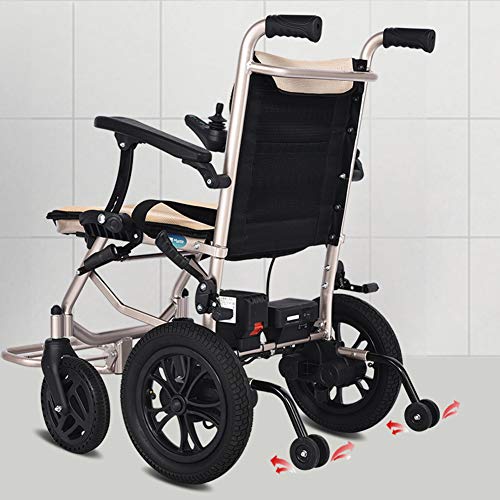 AMITD Silla De Ruedas Eléctrica,2 Baterías de Litio Extraíbles,Plegable Wheelchair Ligera De La Aleación De Aluminio Silla,conduzca con Potencia O Use como Silla De Ruedas Manual,Asiento de 45 cm