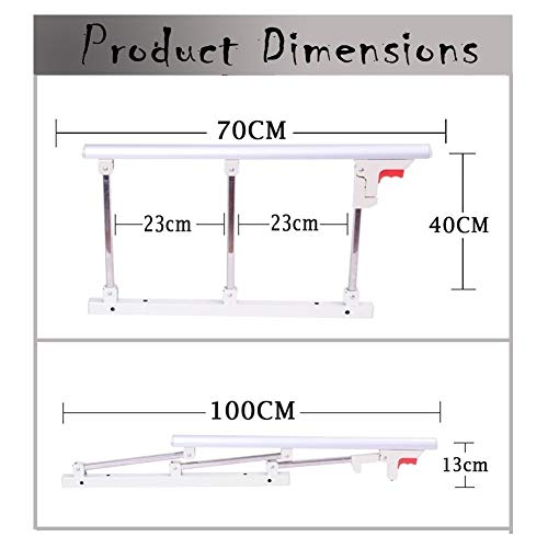 AMSXNOO Barandillas Cama, Mayor Adultos Anti Caída Barra Apoyo Mano Cama Rieles Pliegan Seguridad Asistencia Dispositivos Lados Rieles para Cuidado Hogar (Color : Silver, Size : 106x18x6cm)
